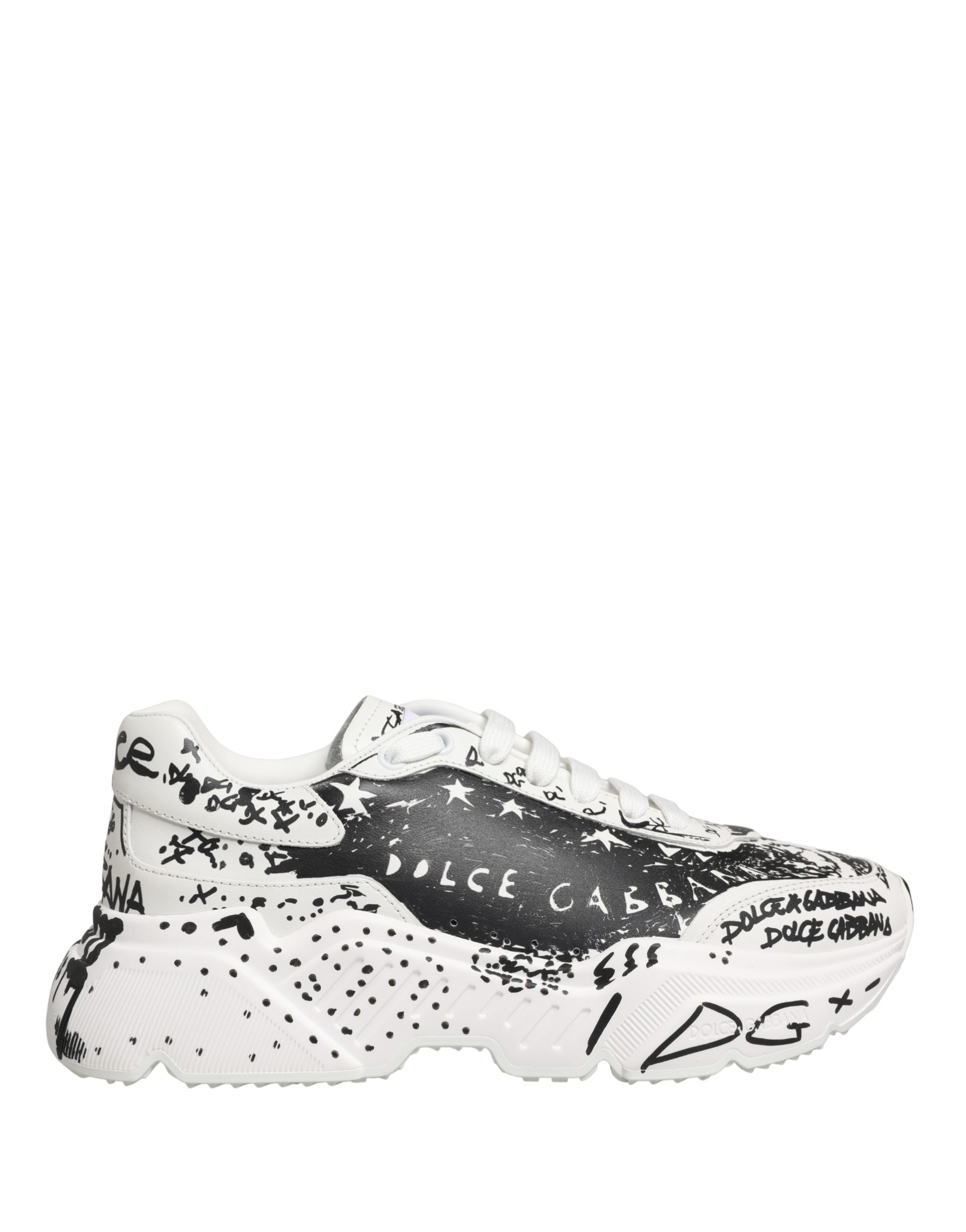Dolce & Gabbana White Daymaster Graffiti Low Top Sneakers Shoes