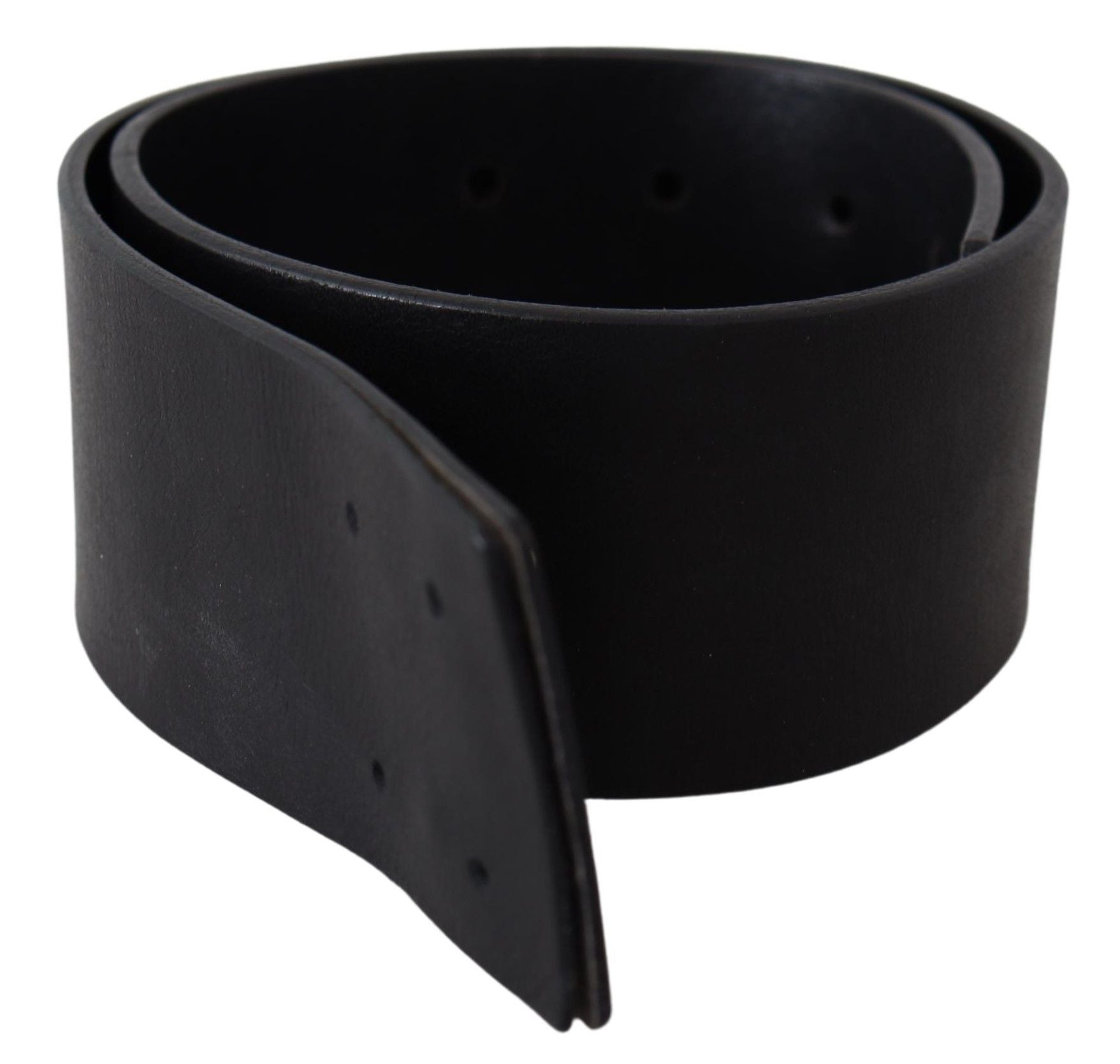 GF Ferre Black Genuine Leather Wide Logo Waist Belt
