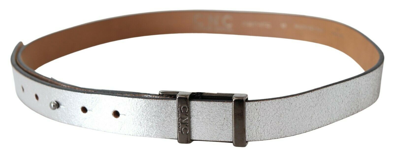 Costume National Brown Metallic Silver Leather Belt