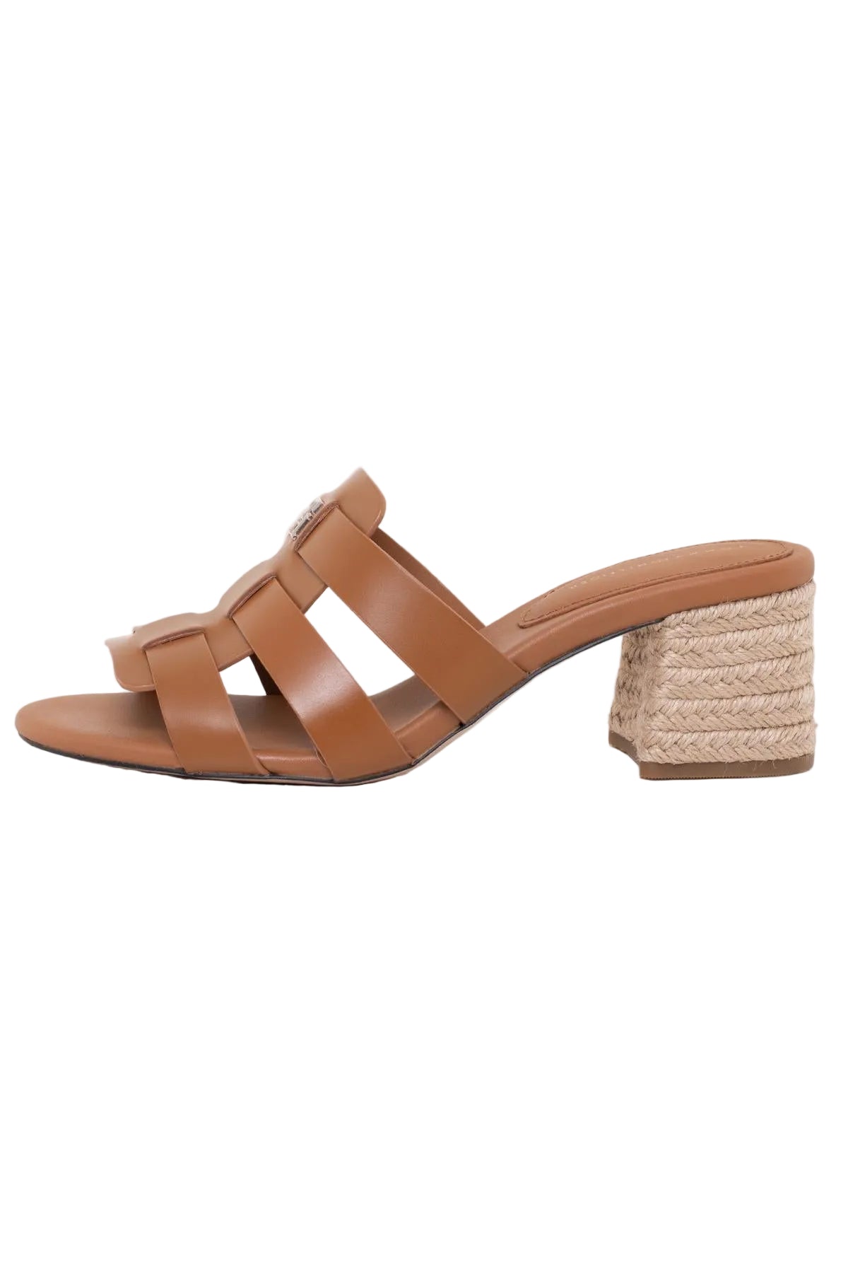 Tommy Hilfiger Block Mid Heel Leather Sandal - Brown