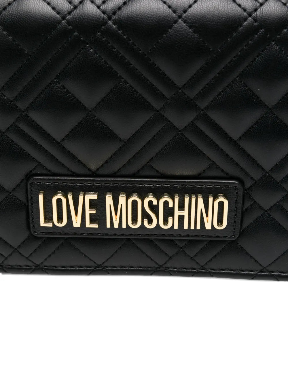 Love Moschino Quilted Wallet-on-Chain - Black