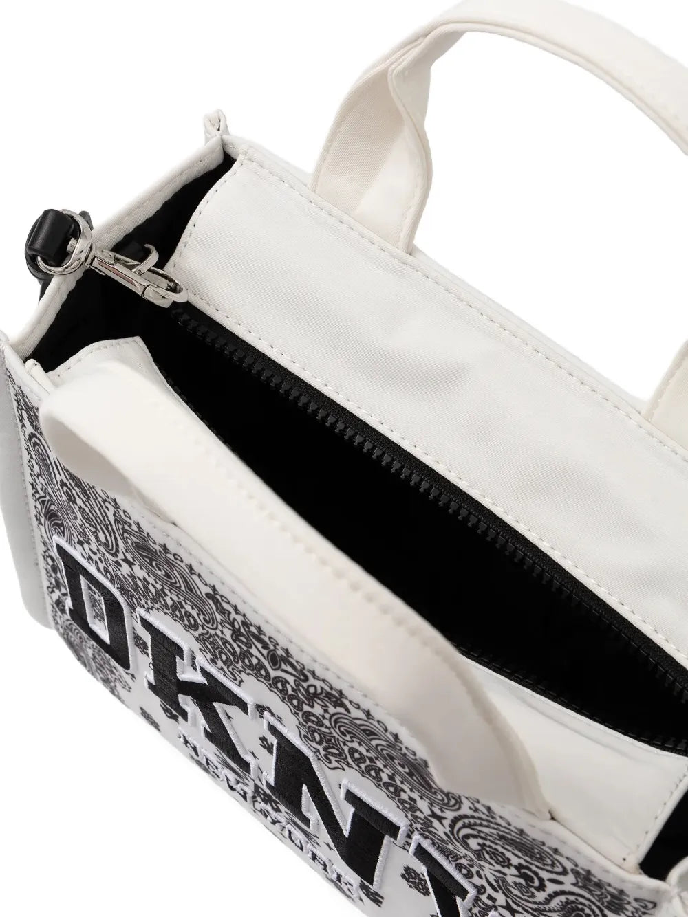 DKNY Bandana Print Small Tote Bag – White/Black