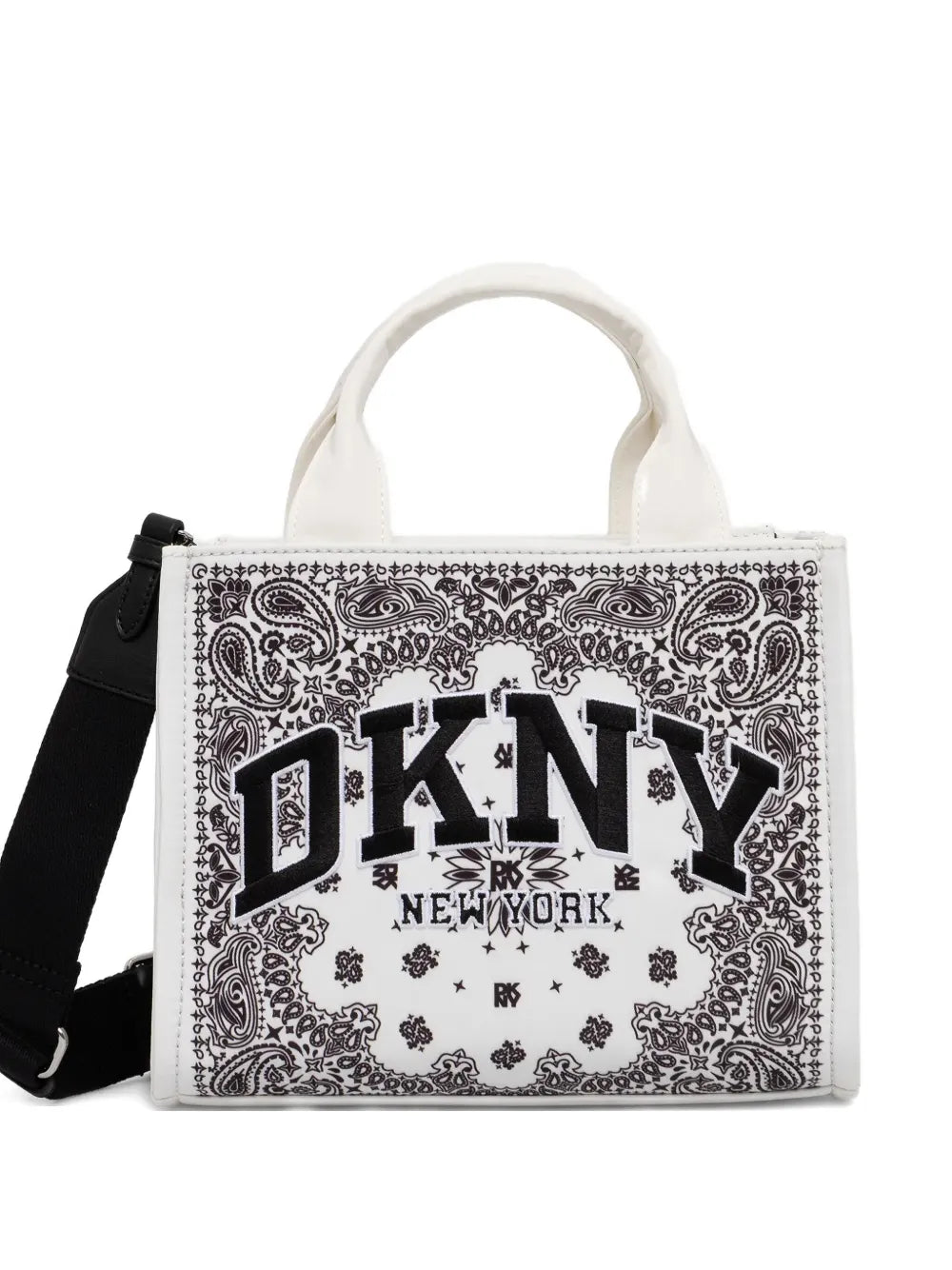 DKNY Bandana Print Small Tote Bag – White/Black