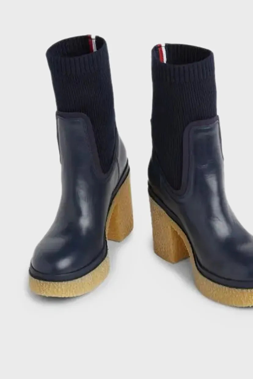 Tommy Hilfiger Blue Leather Ankle Boots