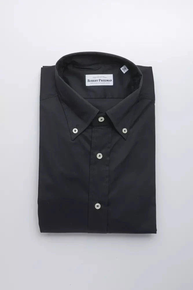 Robert Friedman Camicia button do Black Cotton Men Shirt