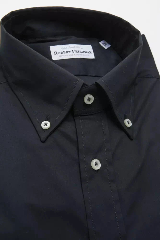 Robert Friedman Camicia button do Black Cotton Men Shirt