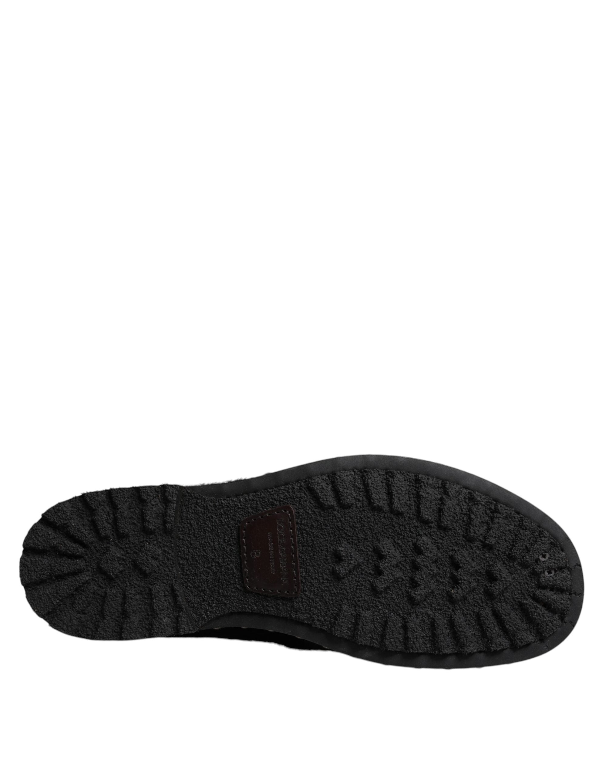 Dolce & Gabbana Black Pony Style Leather Mid Calf Boots Shoes