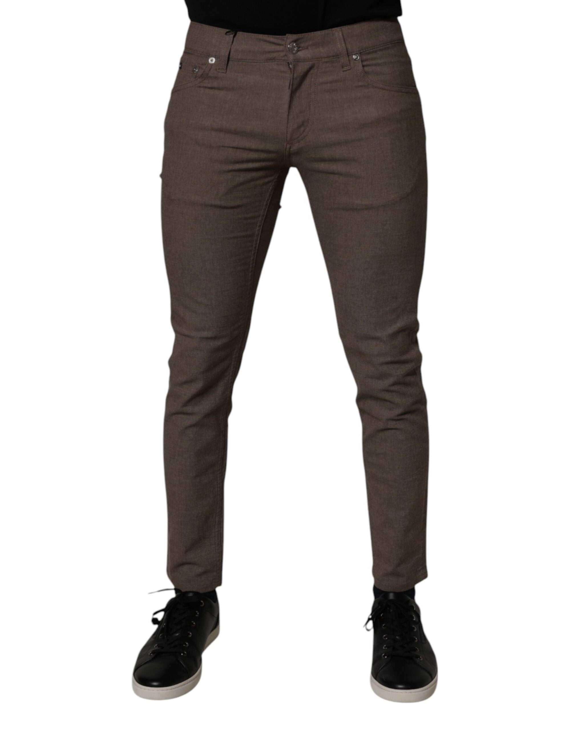 Dolce & Gabbana Brown Cotton Stretch Chino Pants