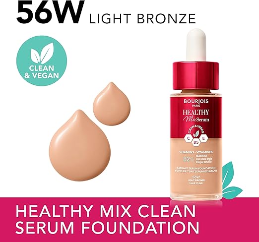 Bourjois Healthy Mix Serum Clean & Vegan C, B5, E Vitamins Radiant Serum Foundation - 30ml