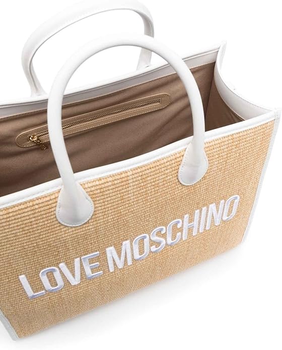Love Moschino Straw Tote Bag - Raffia/White