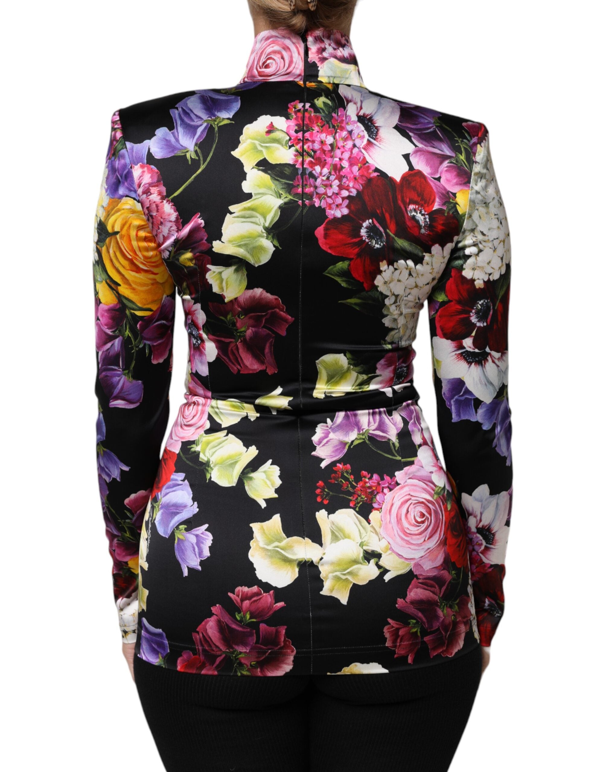 Dolce & Gabbana Multicolor Ortensies Long Sleeves Blouse Top