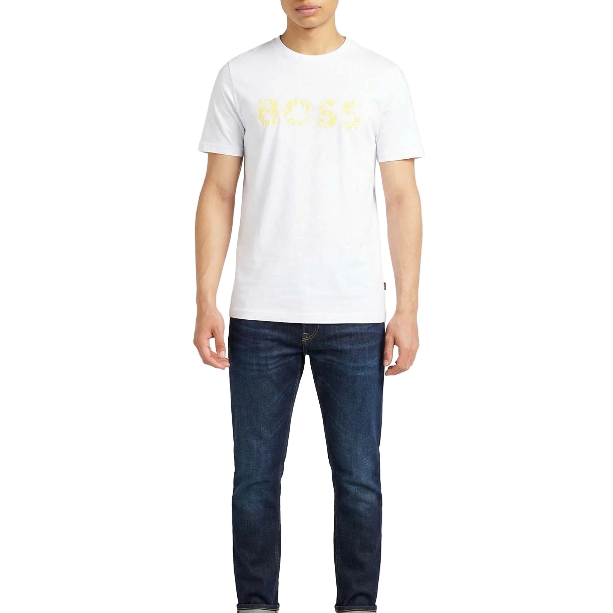 Hugo Boss Yellow Textured Logo - White