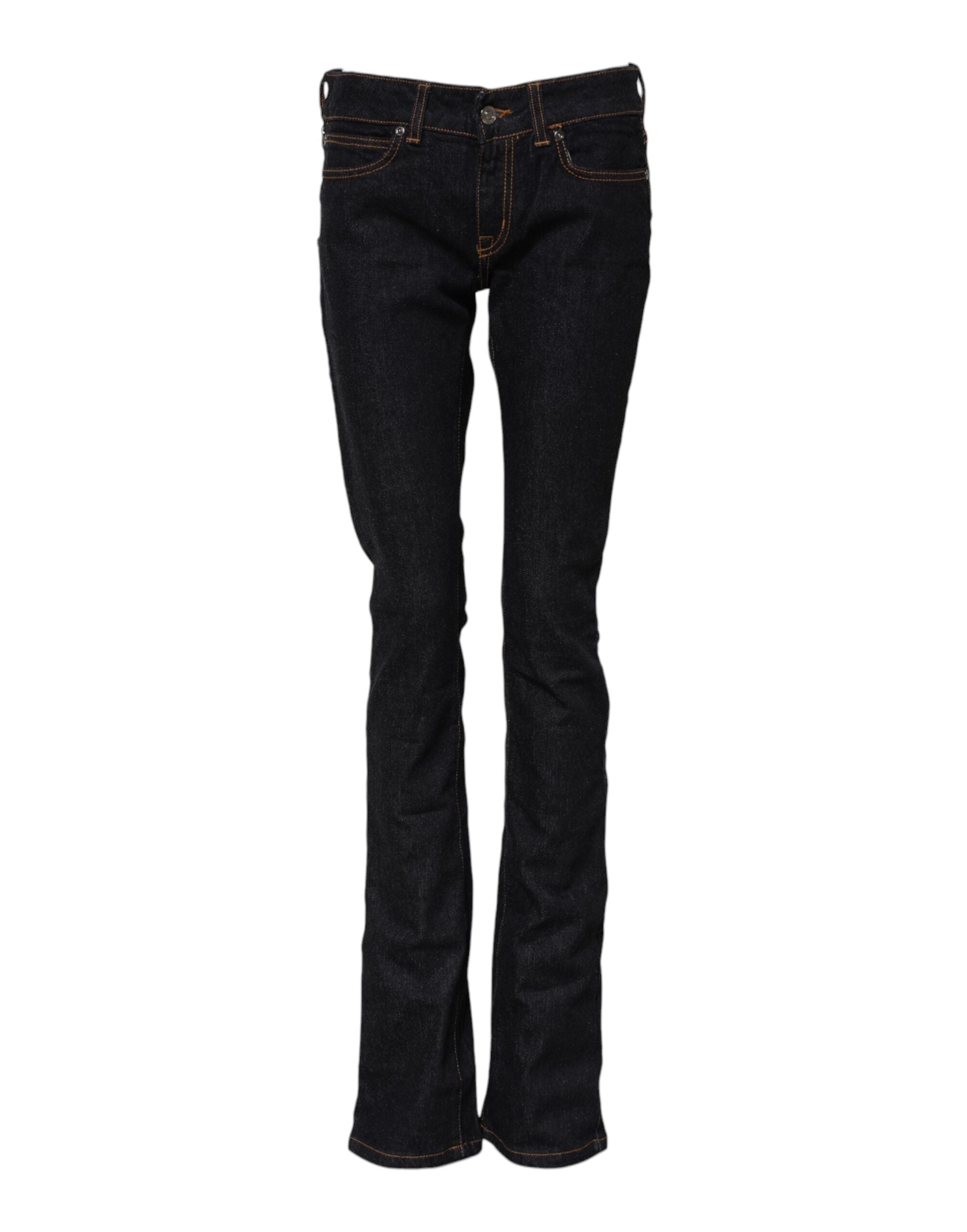 GF Ferre Dark Blue Cotton Mid Waisted Skinny Denim Jeans