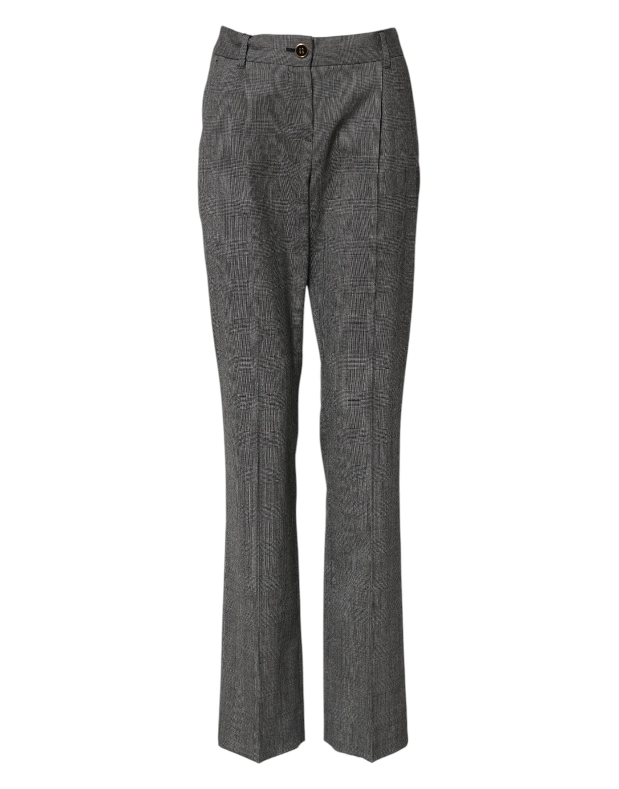 Dolce & Gabbana Gray Checkered High Waist Flared Pants