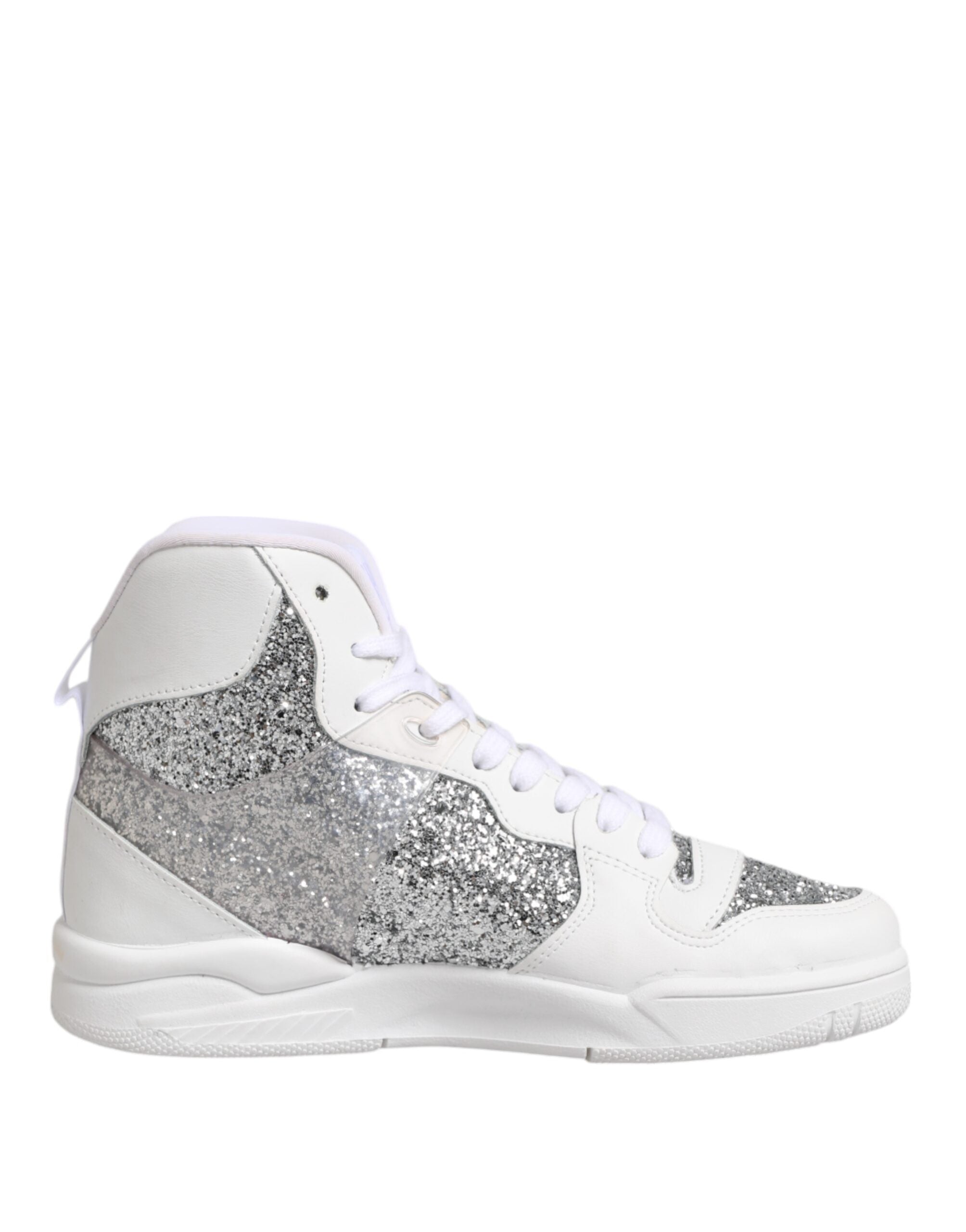 Chiara Ferragni White Silver High Top Women Sneakers Shoes