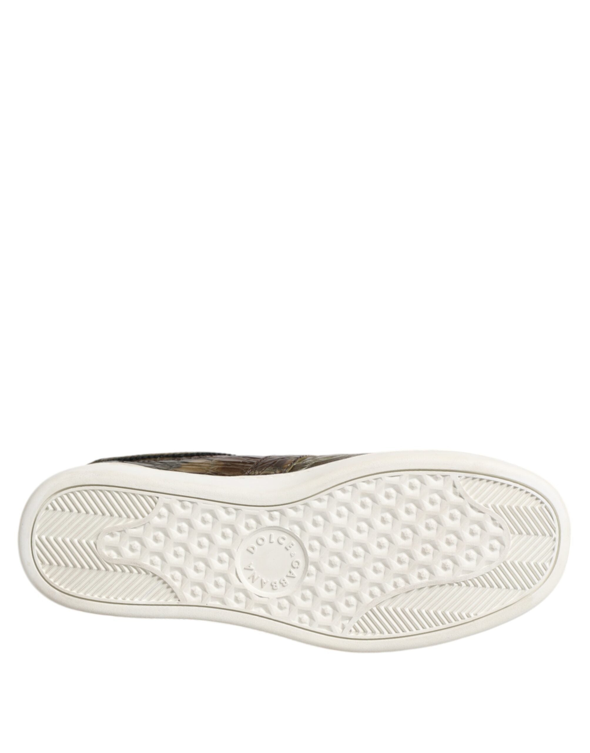 حذاء سنيكرز دولتشي آند غابانا بني من الجلد الفاخر منخفض الارتفاع