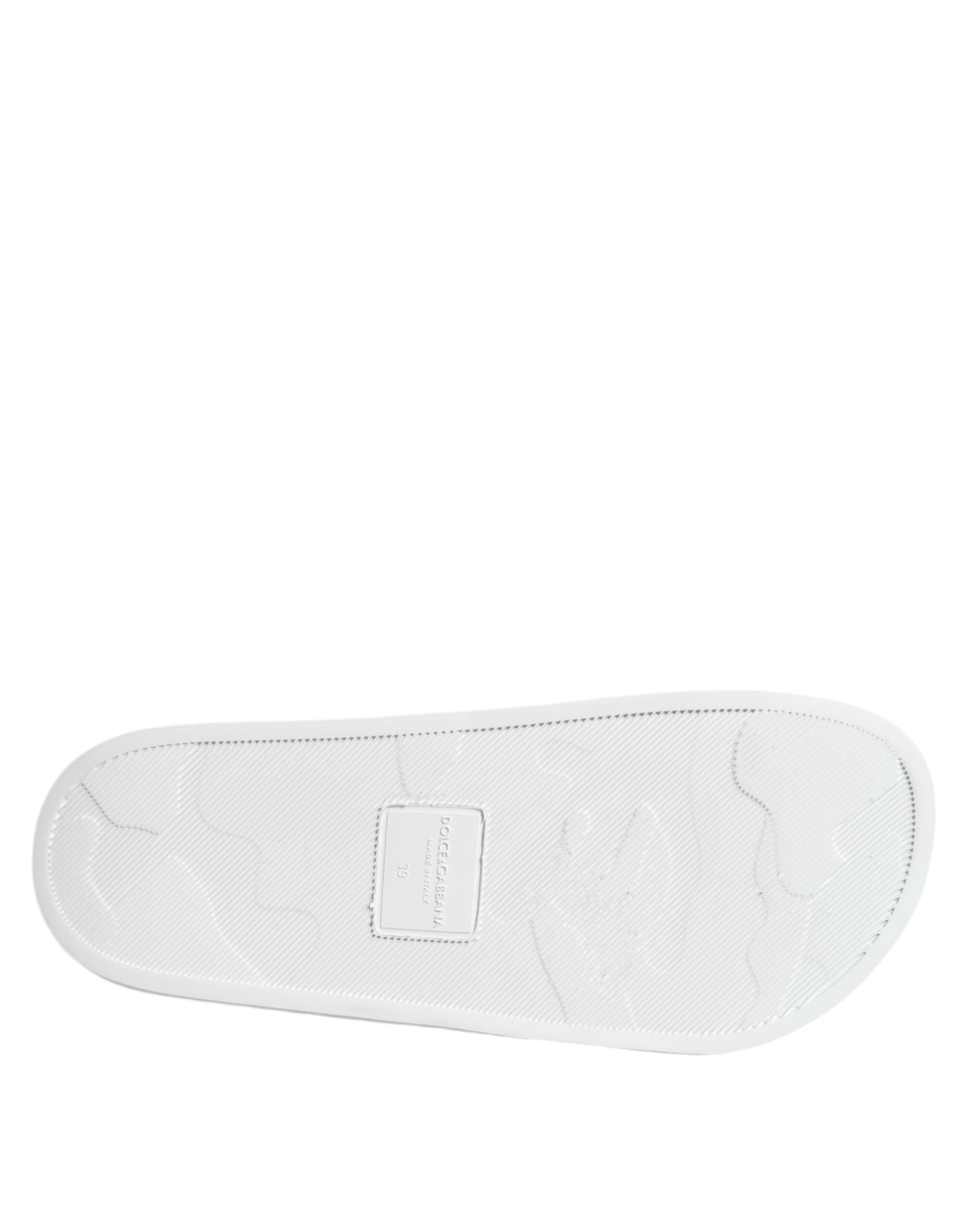 Dolce & Gabbana White Black Leather Sandals Beachwear Shoes