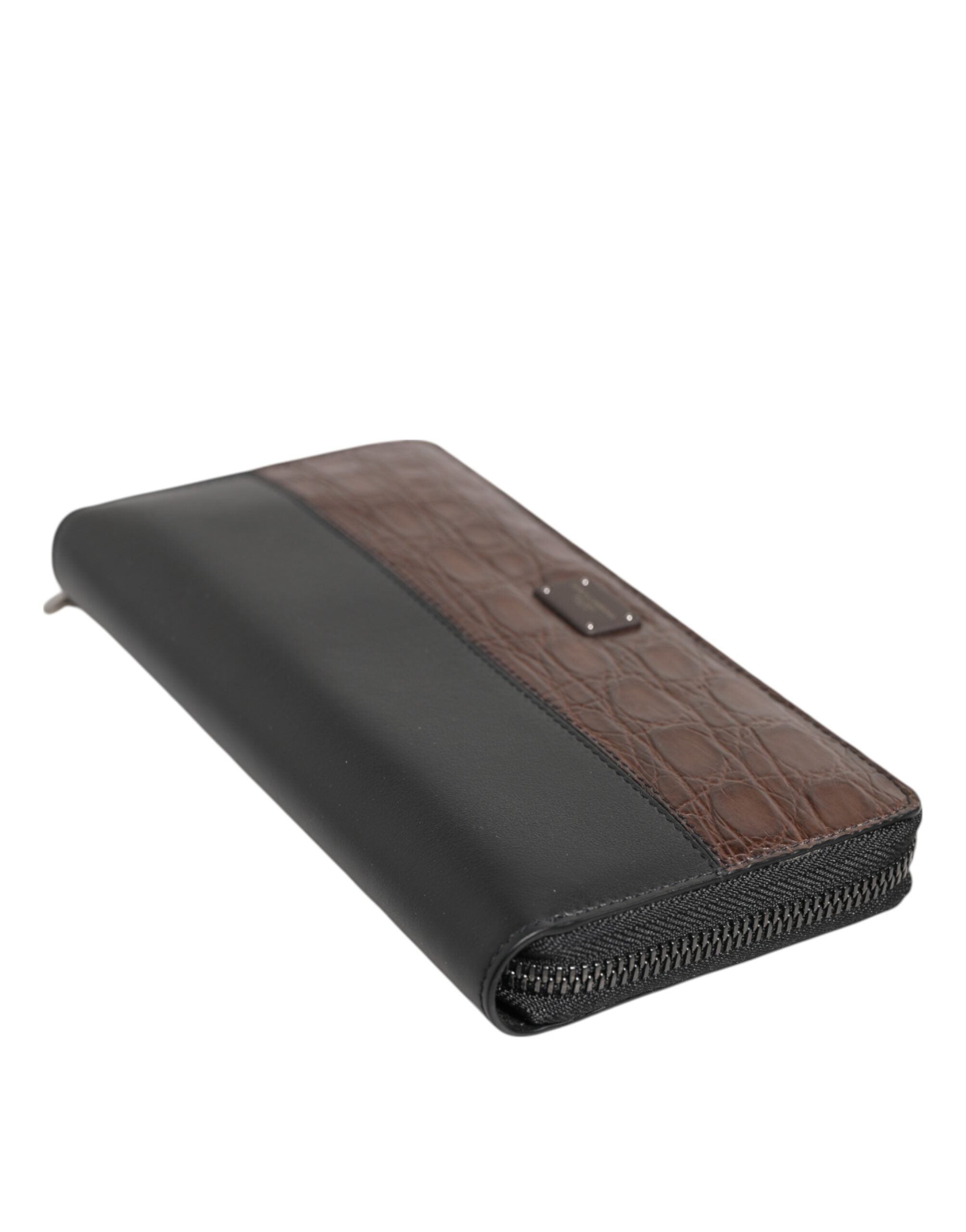 Dolce & Gabbana Black Brown Exotic Leather Men Continental Clutch Wallet