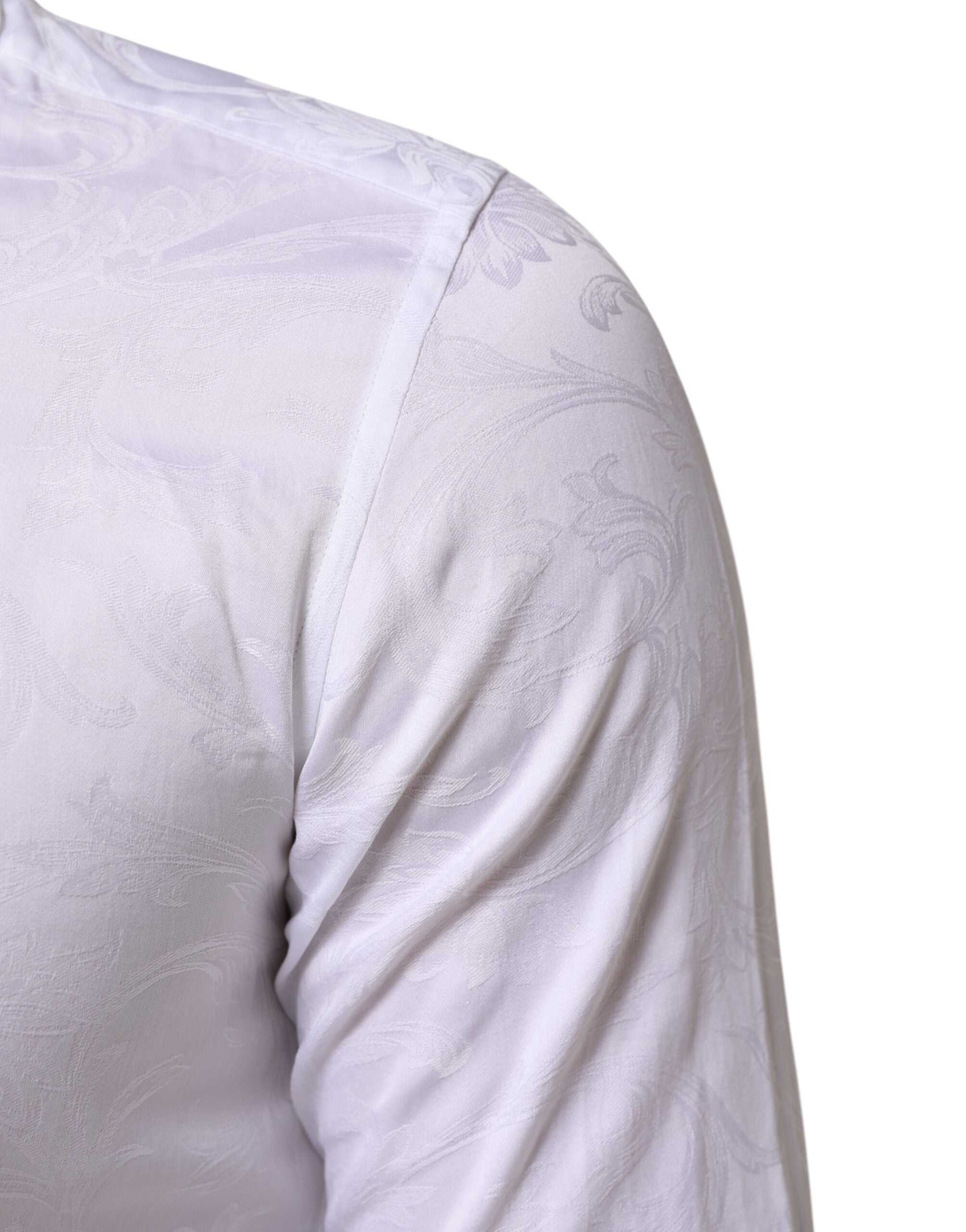 Dolce & Gabbana White Cotton MARTINI Paisley Jacquard Shirt