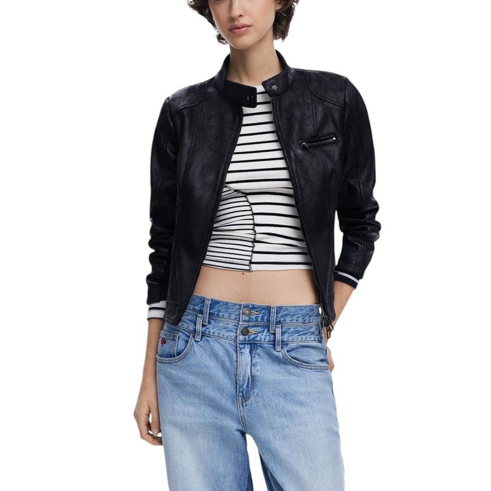 Desigual Black Leather Jacket