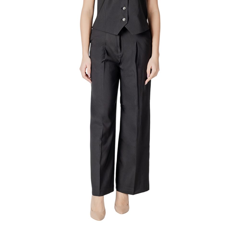 ICHI Black Polyester Casual Pants