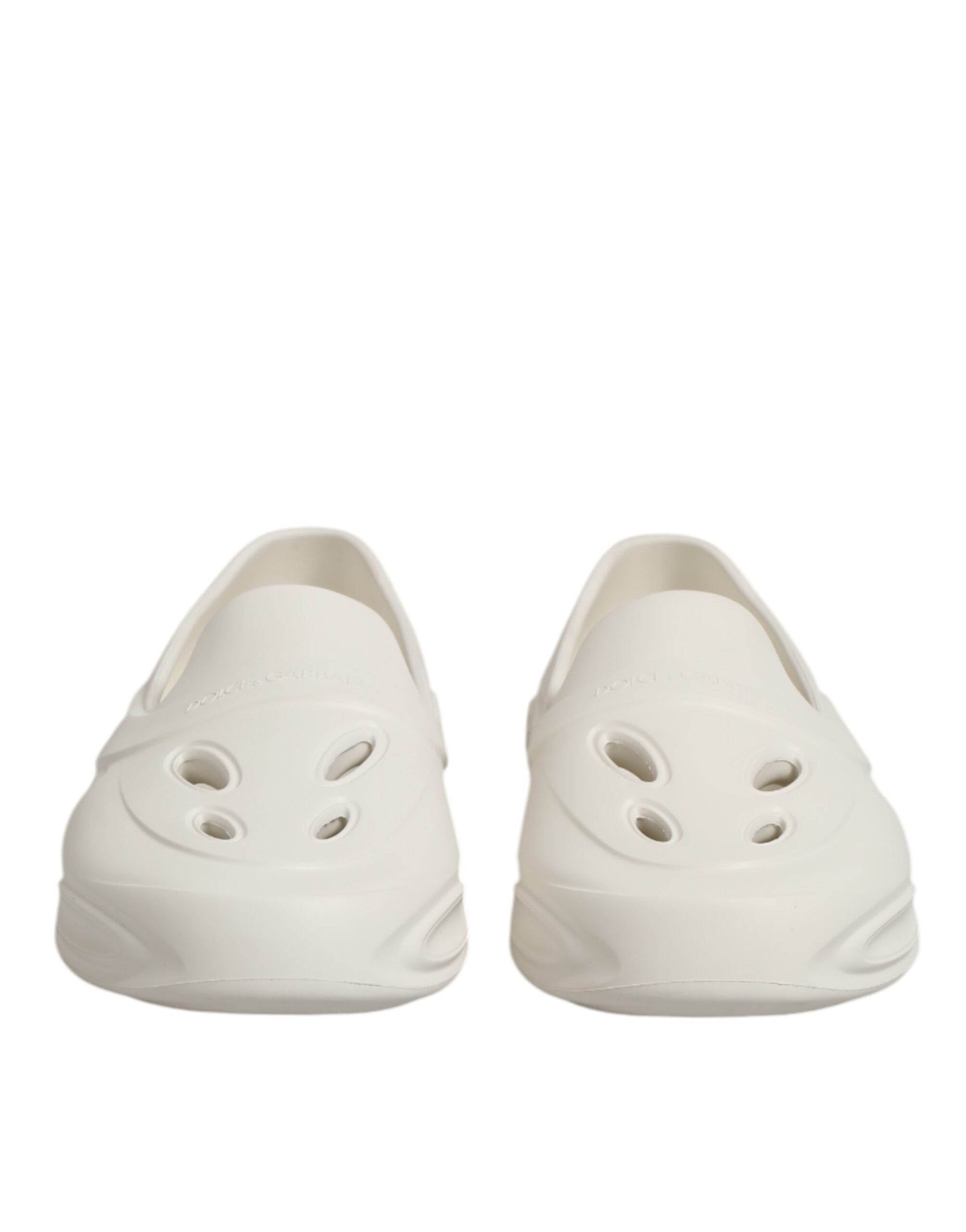 Dolce & Gabbana White Rubber Slides Low Top Sneakers Shoes