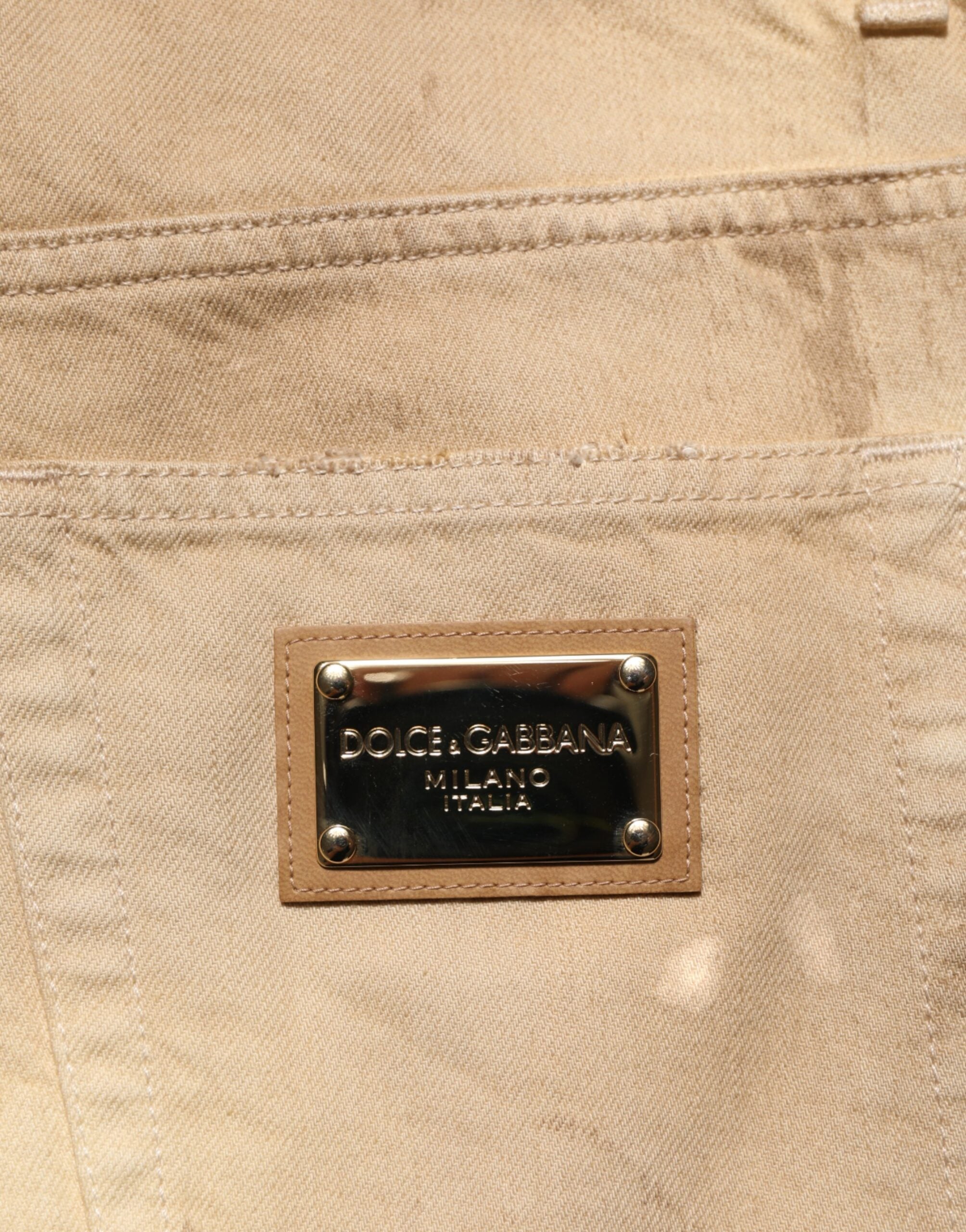 Dolce & Gabbana Beige Cotton Loose Tattered Men Denim Jeans