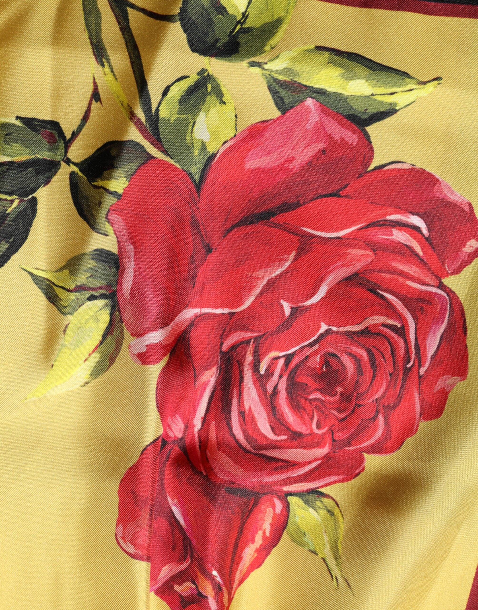 Dolce & Gabbana Yellow Floral Print Silk Men Bermuda Shorts