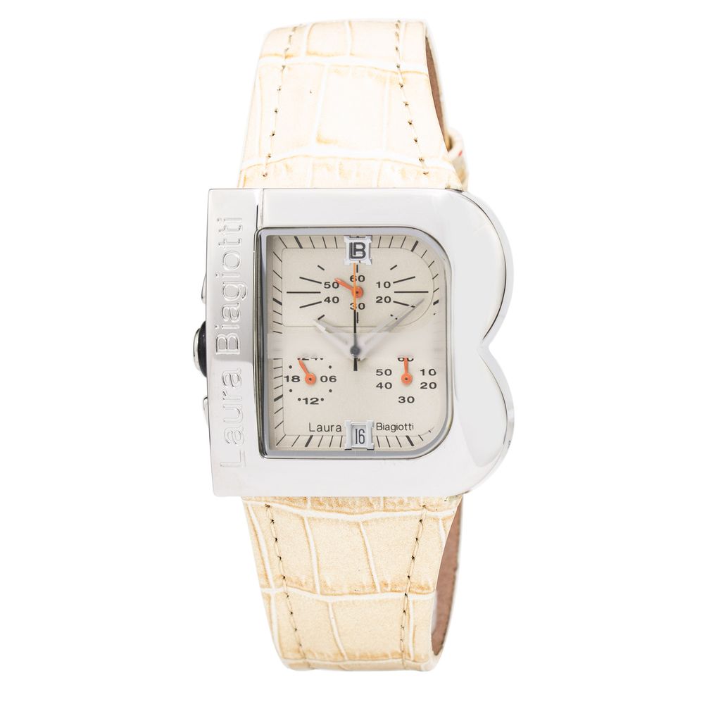 Laura Biagiotti Beige Leather Dress Watch
