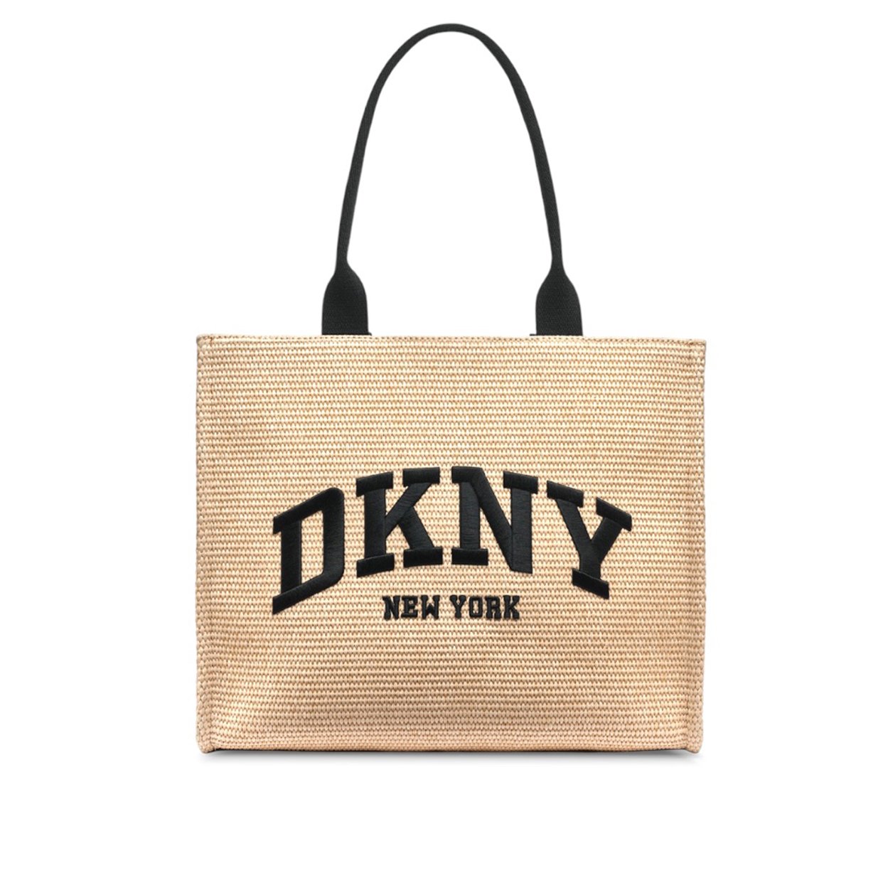 DKNY New York Raffia Logo Tote Bag – Natural/Black