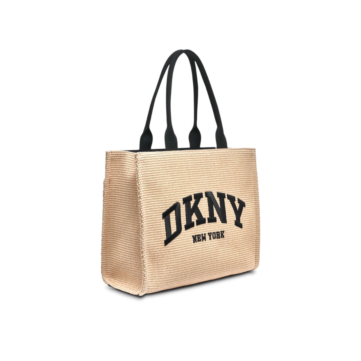 DKNY New York Raffia Logo Tote Bag – Natural/Black