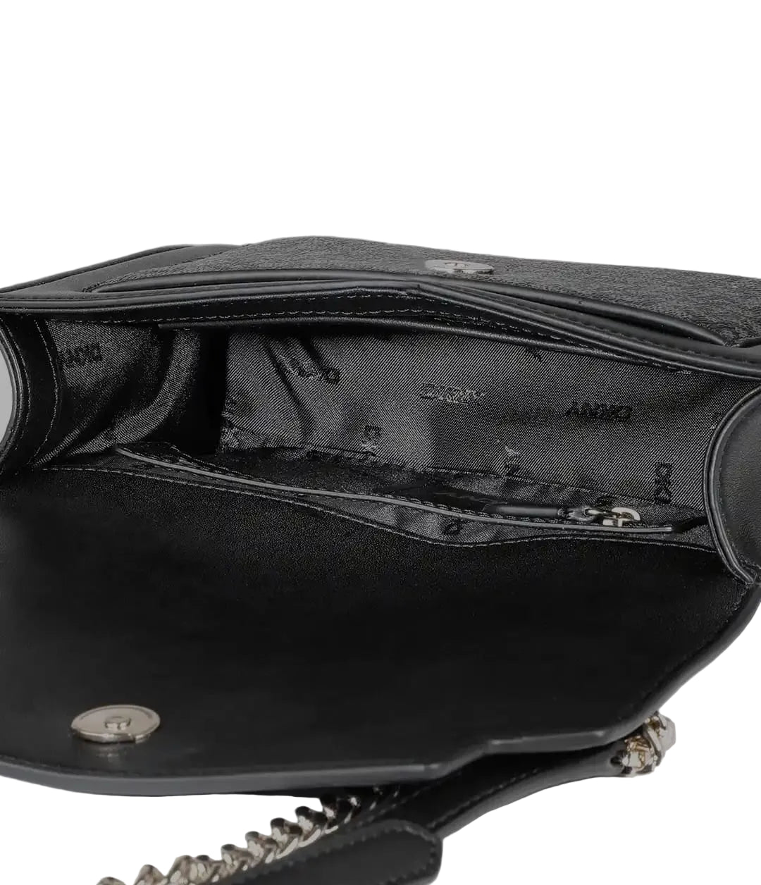 DKNY Leather Brand Logo Printed Structured Shoulder Bag - Black