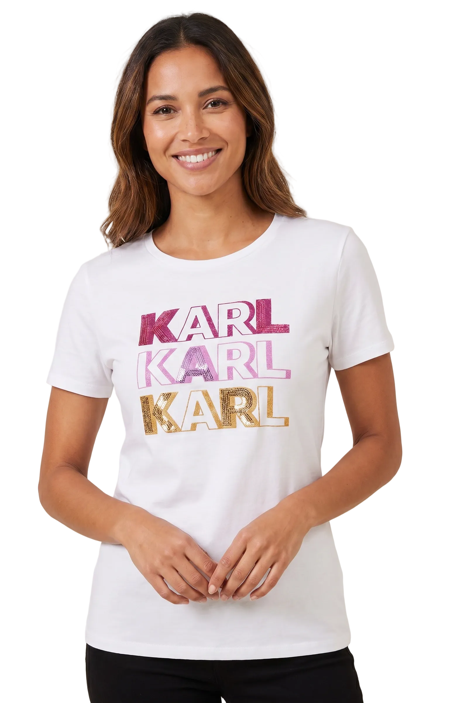 Karl Lagerfeld T-shirt Bold Multicolor Logo - White
