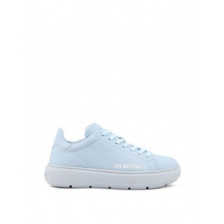 Love Moschino Blue Leather Low Top Sneakers