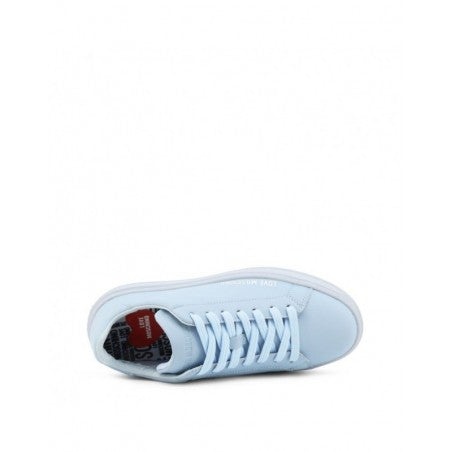 Love Moschino Blue Leather Low Top Sneakers
