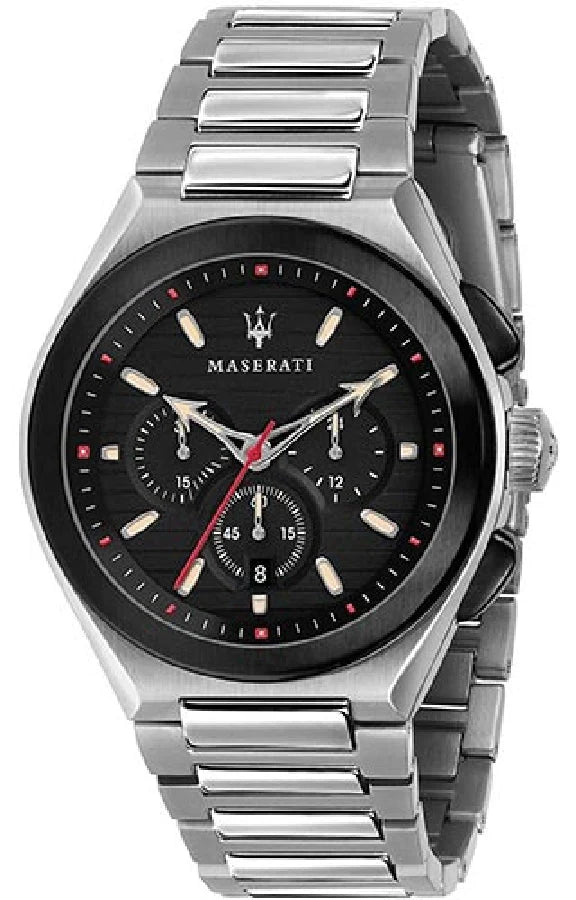 Maserati Triconic Chronograph Black Dial Silver Steel Strap R8873639002 - 43mm