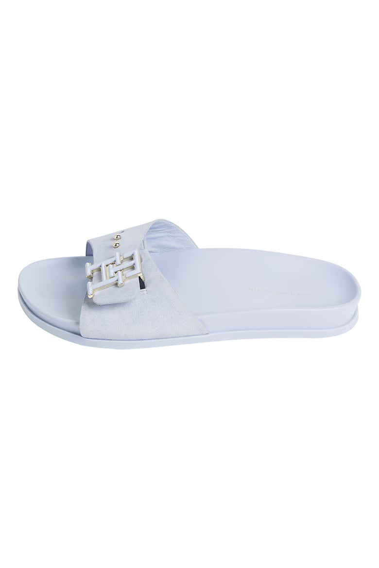 Tommy Hilfiger Blue Leather Flt Sandals