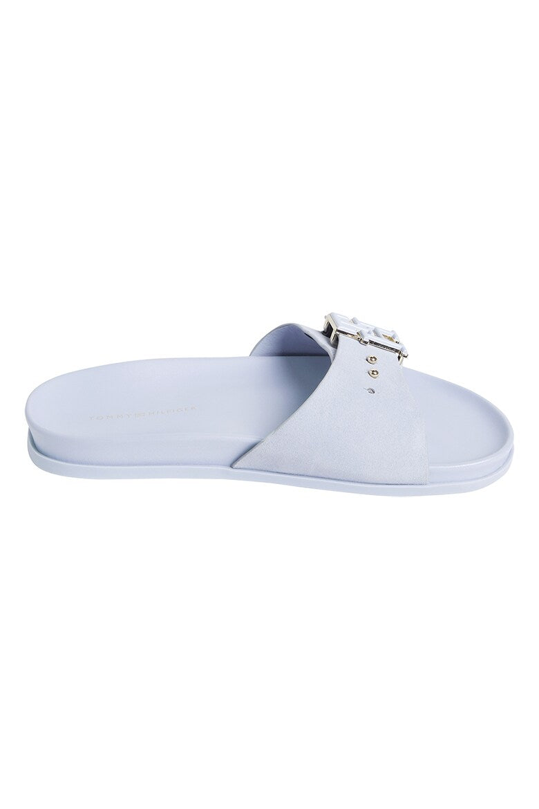 Tommy Hilfiger Blue Leather Flt Sandals