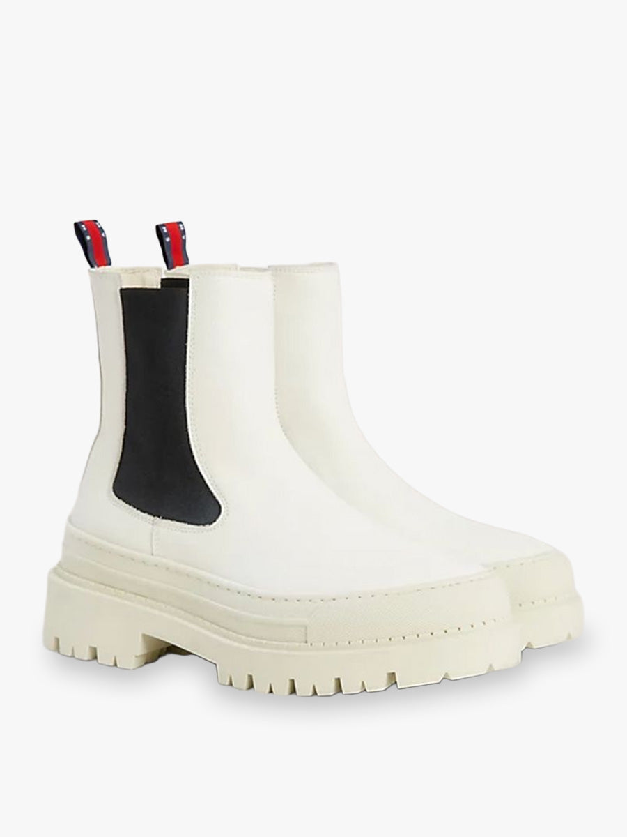 Tommy Hilfiger White Leather Ankle Boots