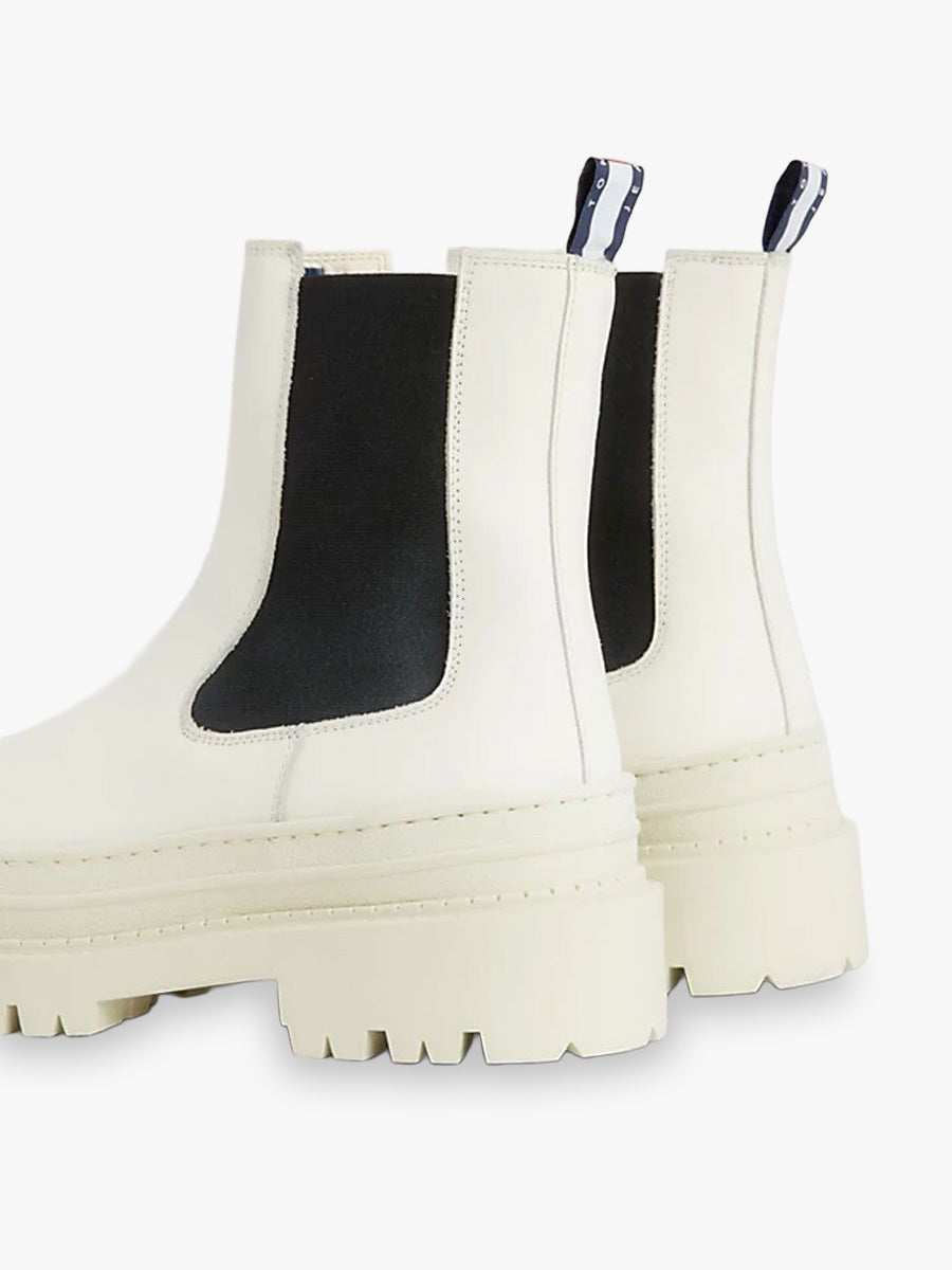 Tommy Hilfiger White Leather Ankle Boots